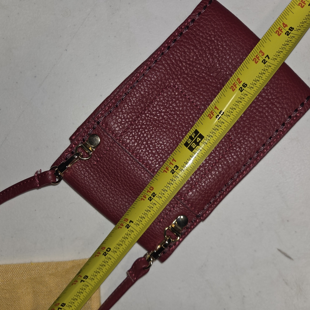 Plinio Visona Crossbody Phone Pouch Bag Red Leather Italy Made New Purse - Picture 8 of 9